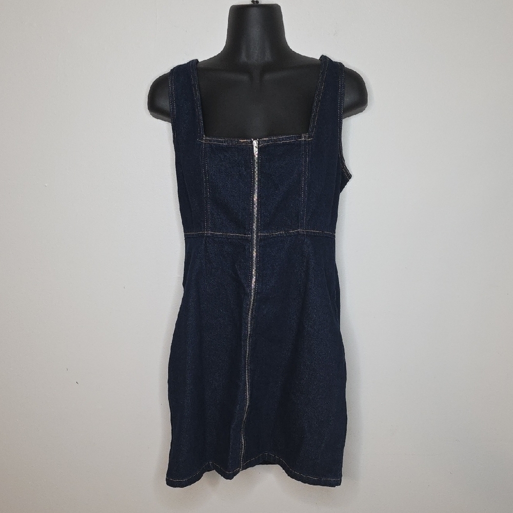 BDG Blue Denim Zip Up Mini Dress